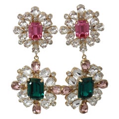 Dolce & Gabbana multicolour crystal drop clip on earrings 