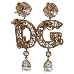 Dolce & Gabbana metallic DG crystal clip-on
drop earrings