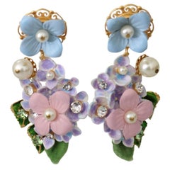 Dolce & Gabbana multicolour HORTENSIA BOUQUET drop clip on earrings 