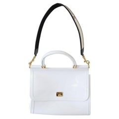 Dolce & Gabbana white leather SICILY PVC shoulder bag