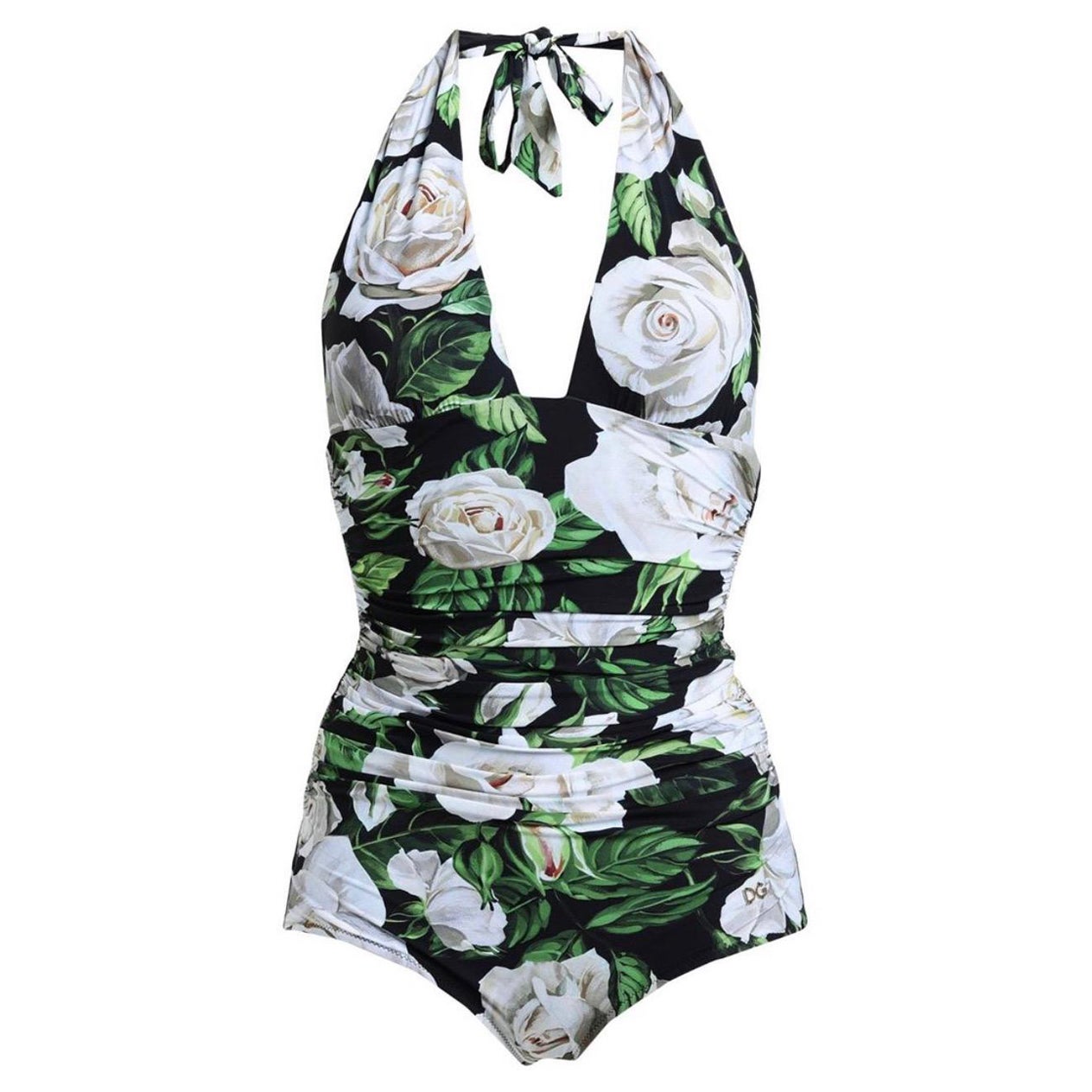 Dolce & Gabbana one
piece swimsuit Black white Roses print bikini