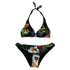 Dolce & Gabbana Black Floral two piece swimwear bikinis 
