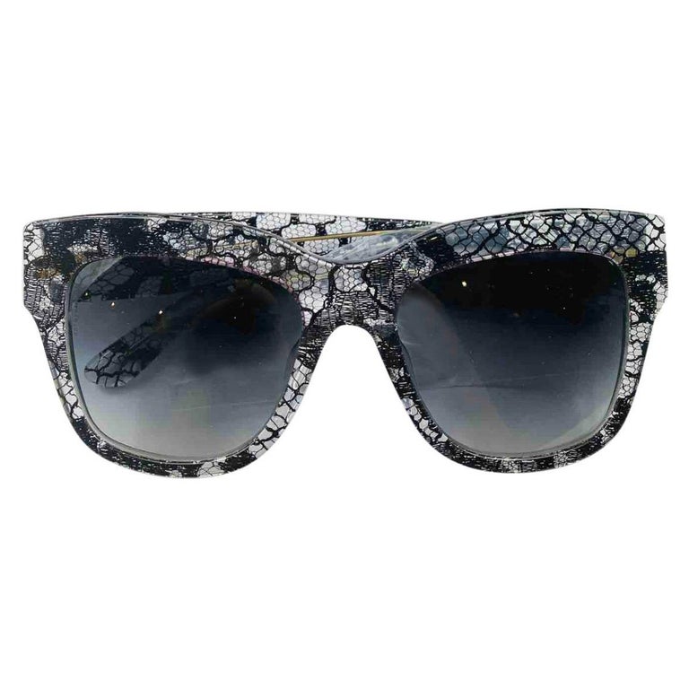 Dolce and Gabbana Plastic Black Sicily Taormina Lace printed sunglasses