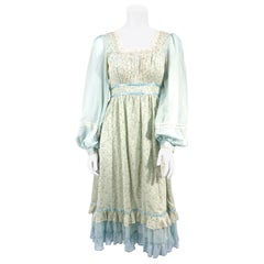 1970er Gunne Sax Robin's Egg Blaues Prairie-Kleid