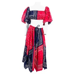 1960s/1970s Red and Blue Bandana Two Piece Set