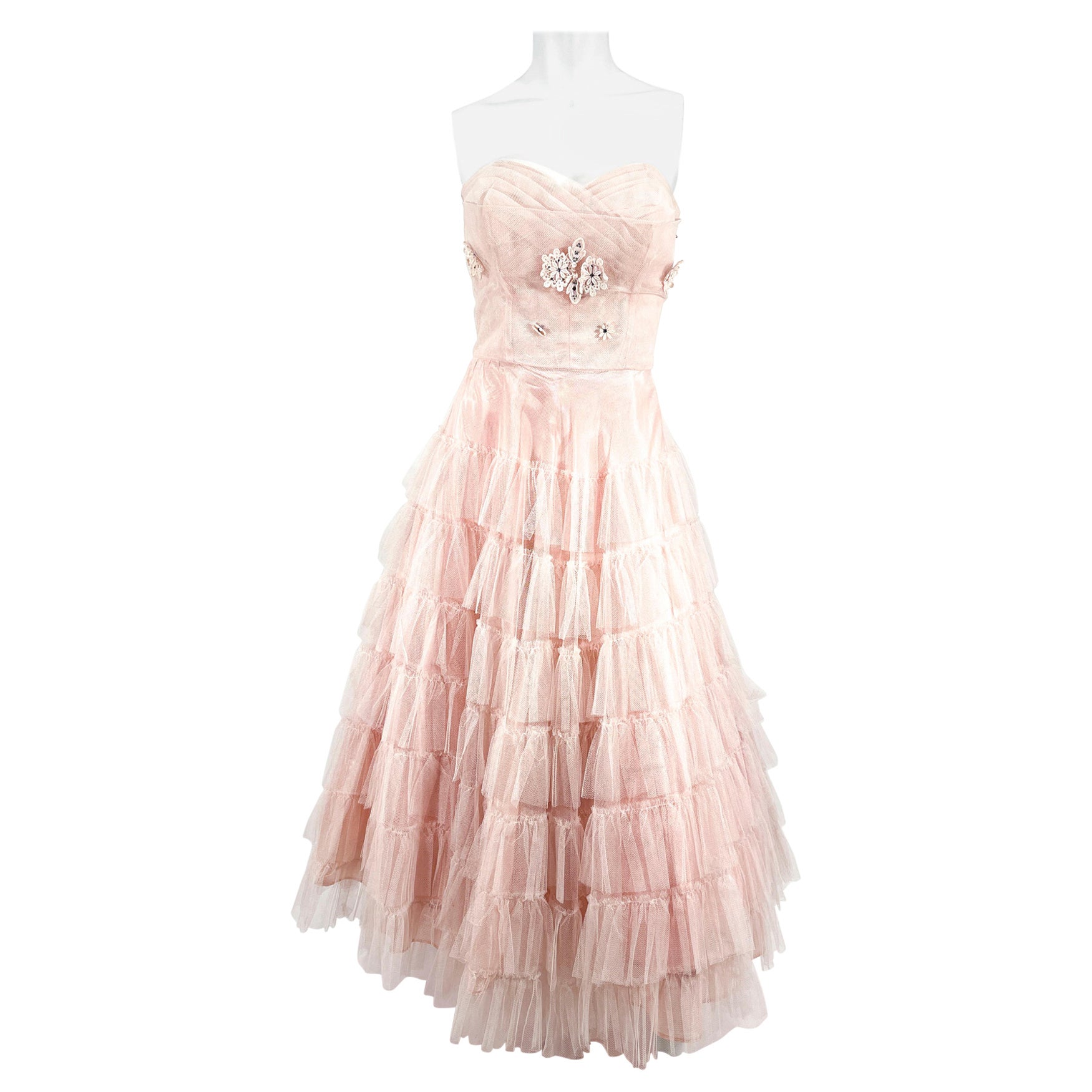 1950s Pink Tulle Party Dress
