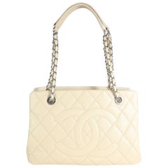 Chanel Light Beige Quilted Caviar Petite Timeless Tote