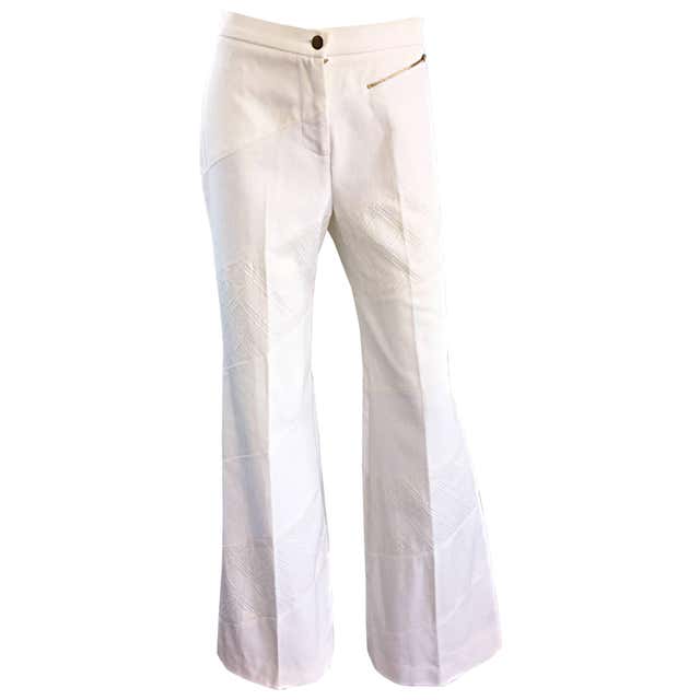Vintage 90s John Galliano Size 4 Leather Flare Leg Pants 1990s Light ...