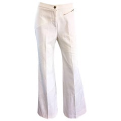 NWT Chloe by Phoebe Philo White Embroidered Cotton Wide Leg Trousers / Pants