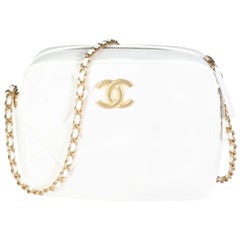 Chanel Weiße gesteppte Mini Perfect Fit Kameratasche aus Lammfell