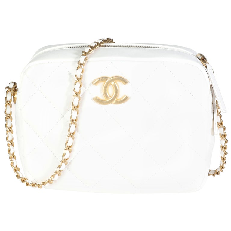 Chanel White Quilted Lambskin Mini Perfect Fit Camera Bag