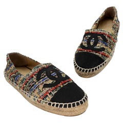 Chanel - Espadrille 38 - Chaussures plates en tweed métallisé CC-S0205N-0004