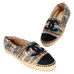 Chanel Espadrille 36 Tweed Canvas Leder Cap-Toe Flats CC-0916N-0001