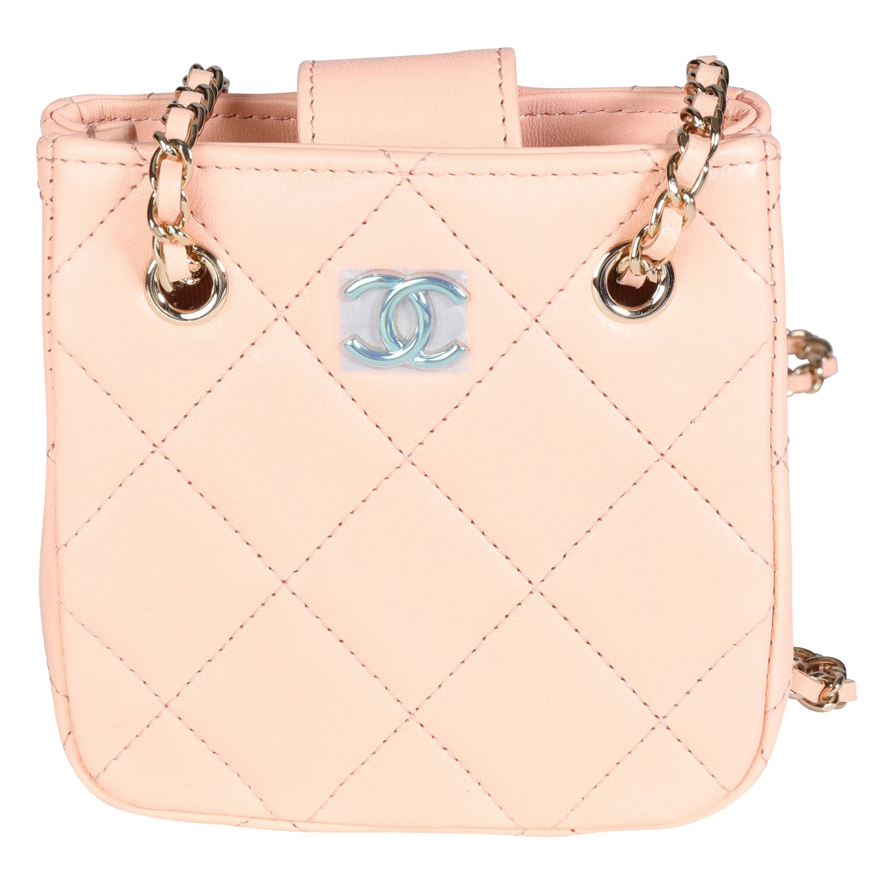 Chanel Pink Quilted Lambskin Tiny Shopping Bag For Sale at 1stDibs