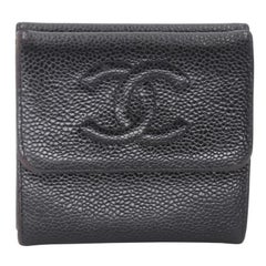 Chanel Compact Bifold Leather Caviar Purse Wallet CC-0624N-0013