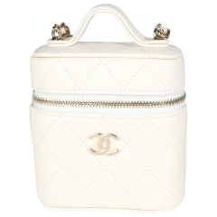 Chanel Creme Quilted Caviar Mini Vanity Case