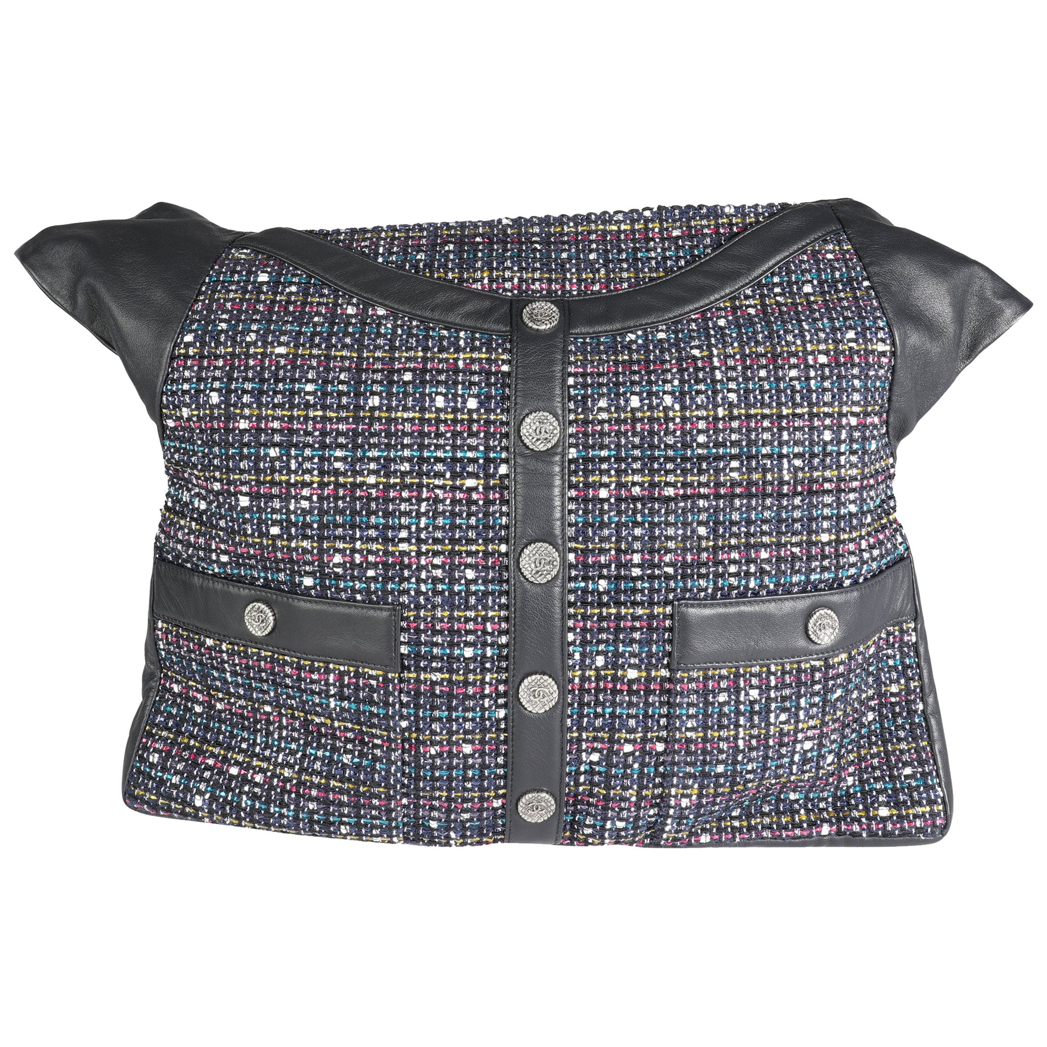 Chanel Navy Lambskin & Multicolor Tweed Girl Bag