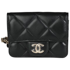 Chanel Black Quilted Lambskin Elegant Chain Mini  Belt Bag