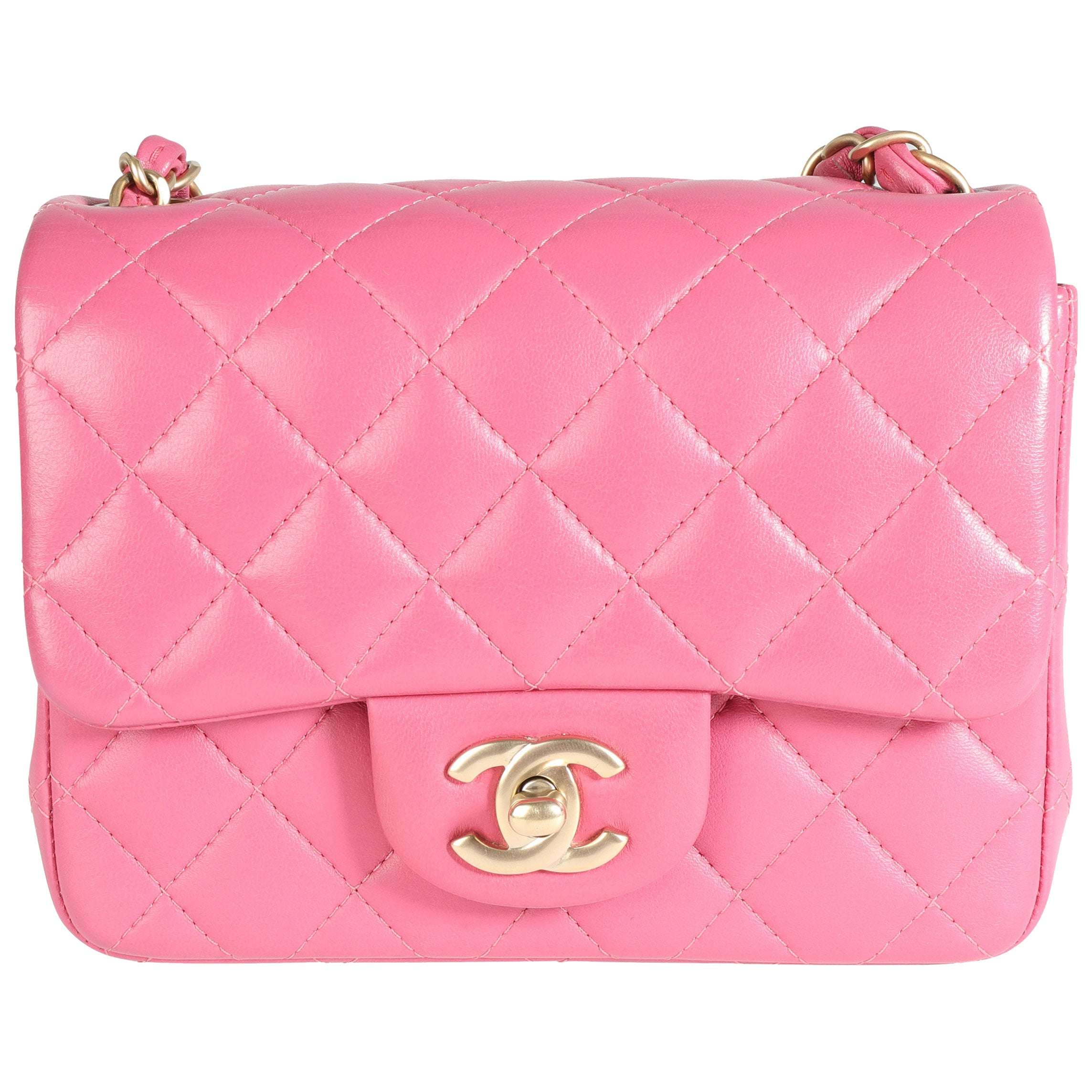 Chanel Pink Quilted Lambskin Square Mini Classic Flap Bag For Sale at  1stDibs