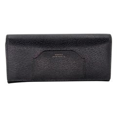 Gucci Black Long Dandy Chester Pebble Leather Wallet