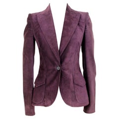 Gucci Leather Suede Fitted Plum Jacket
