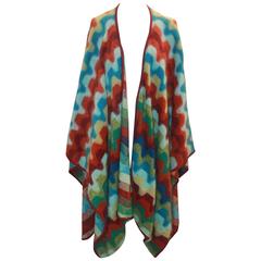 Missoni Multi-Color Geometric Print Kimono w/ Burgundy Trim - OS 9