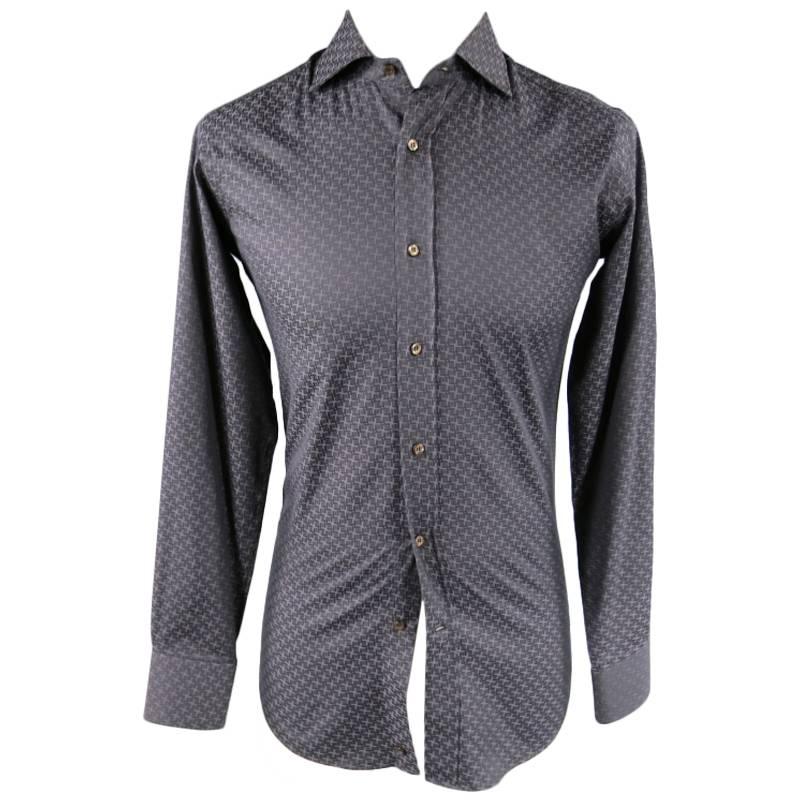 ETRO Size S Charcoal Cotton Long Sleeve Shirt