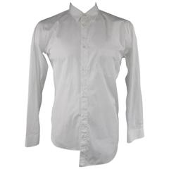 COMME des GARCONS Size L White Asymmetrical Cotton Long Sleeve Shirt