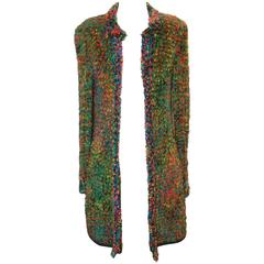 Chanel Green & Multi Open Front Knitted Fantasy Coat - 40 - 97A
