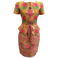Christian LaCroix Vintage Multi-Color Embroidered Floral Skirt Suit - 4 - 1990
s