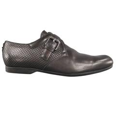 LOUIS VUITTON Size 9 Black Damier Embossed Leather Monk Strap Loafers