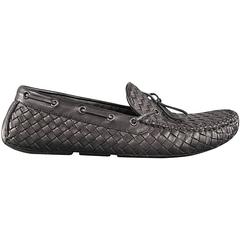 BOTTEGA VENETA Size 10 Black Intrecciato Leather Loafers