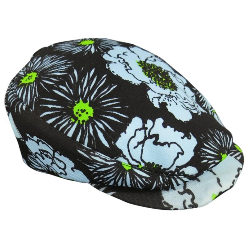 PRADA Size S Light Blue & Green Floral Print Nylon Spring 2012 Golf Hat