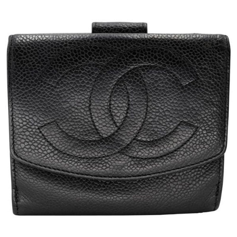 Portefeuille Chanel CC en cuir bifold CC-W0128P-0008 en vente