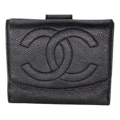 Chanel Caviar Leather Compact French Purse Wallet CC-1202P-0011