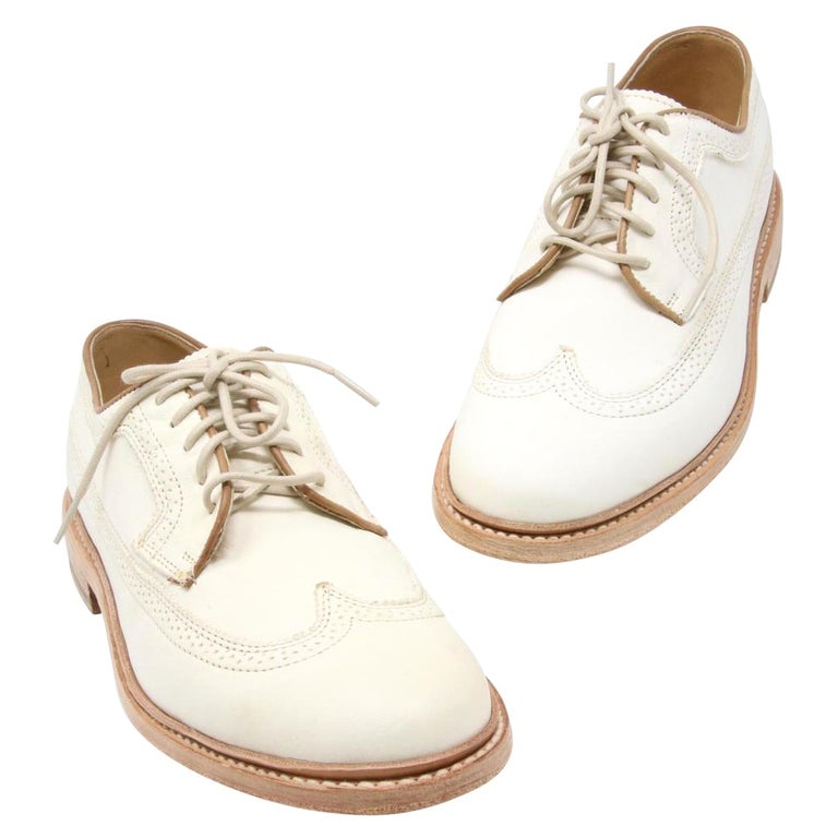 Frye Off White Men's James Wingtip Polished Leather Dress John A Formal  Shoes For Sale at 1stDibs