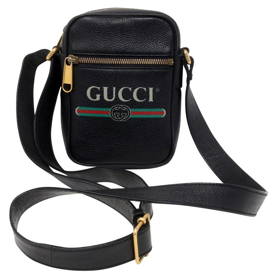 Gucci GG Supreme Sac à bandoulière en cuir noir imprimé portefeuille 523591