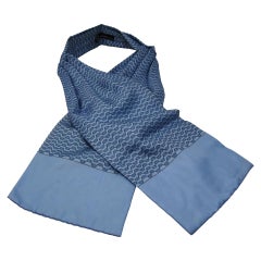 Hermès Blue Ascot France Silk Necktie Monogram Pattern Interlocking Scarf/ Wrap