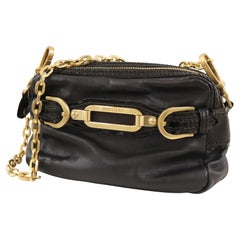 Jimmy Choo black leather gold chain hardware shoulder bag