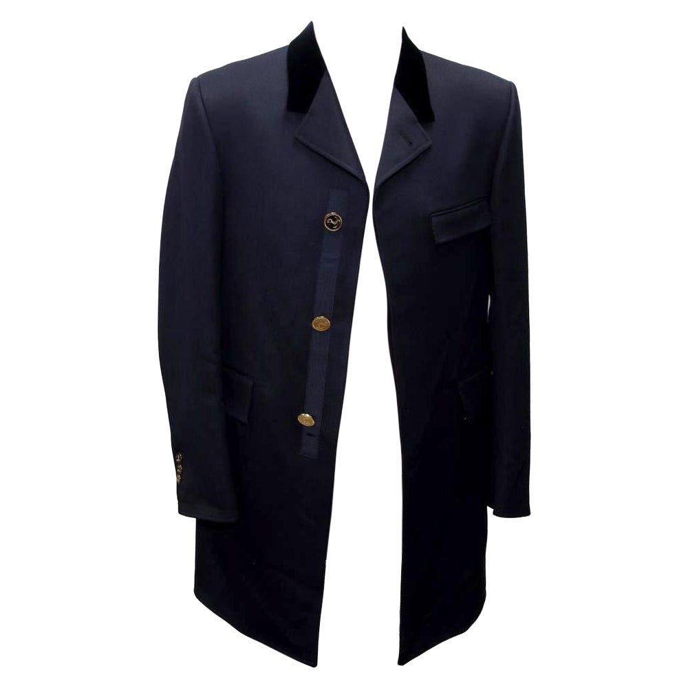 Thom Browne Blue XS Classic Chesterfield FW18 Cavalry Twill Overcoat Jacket Coat