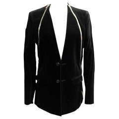 Black Signature Velvet Zipper Blouson Jacket Luxury Men's 50 Blazer