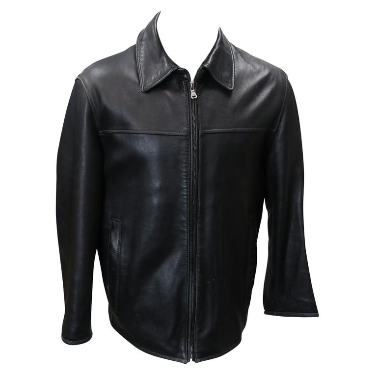 Hugo Boss Black Oversized Calfskin Concealed Zip Men's Collared Jacket ...