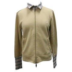 Used Burberry London Tan Brown Youth Children's Zip Up Collared Light Sweater Jacket