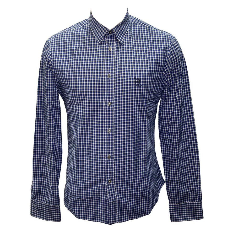 Alexander Mcqueen Blue Classic MCQ Plaid Button Down Long Sleeve SZ Small Shirt