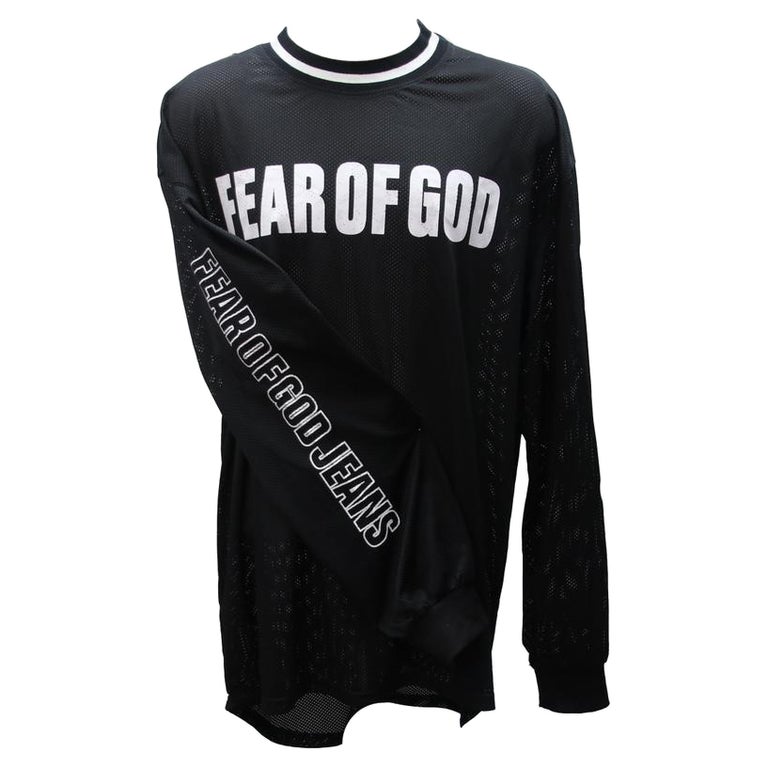stapel Sleutel Verder Fear of God Logo Print Mesh Jersey Men's Long Sleeve Shirt Size XL For Sale  at 1stDibs