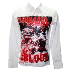Dsquared2 Multicolor White Classic Fit Canadian Blood Print Button-Down Shirt