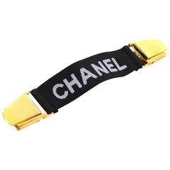 Chanel Black x Gold Tone Suspenders Belt Clip