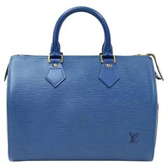 Retro Louis Vuitton Speedy 25 Blue Epi Leather City Hand Bag
