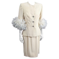 Christian Dior Haute Couture Wool and Feather Suit