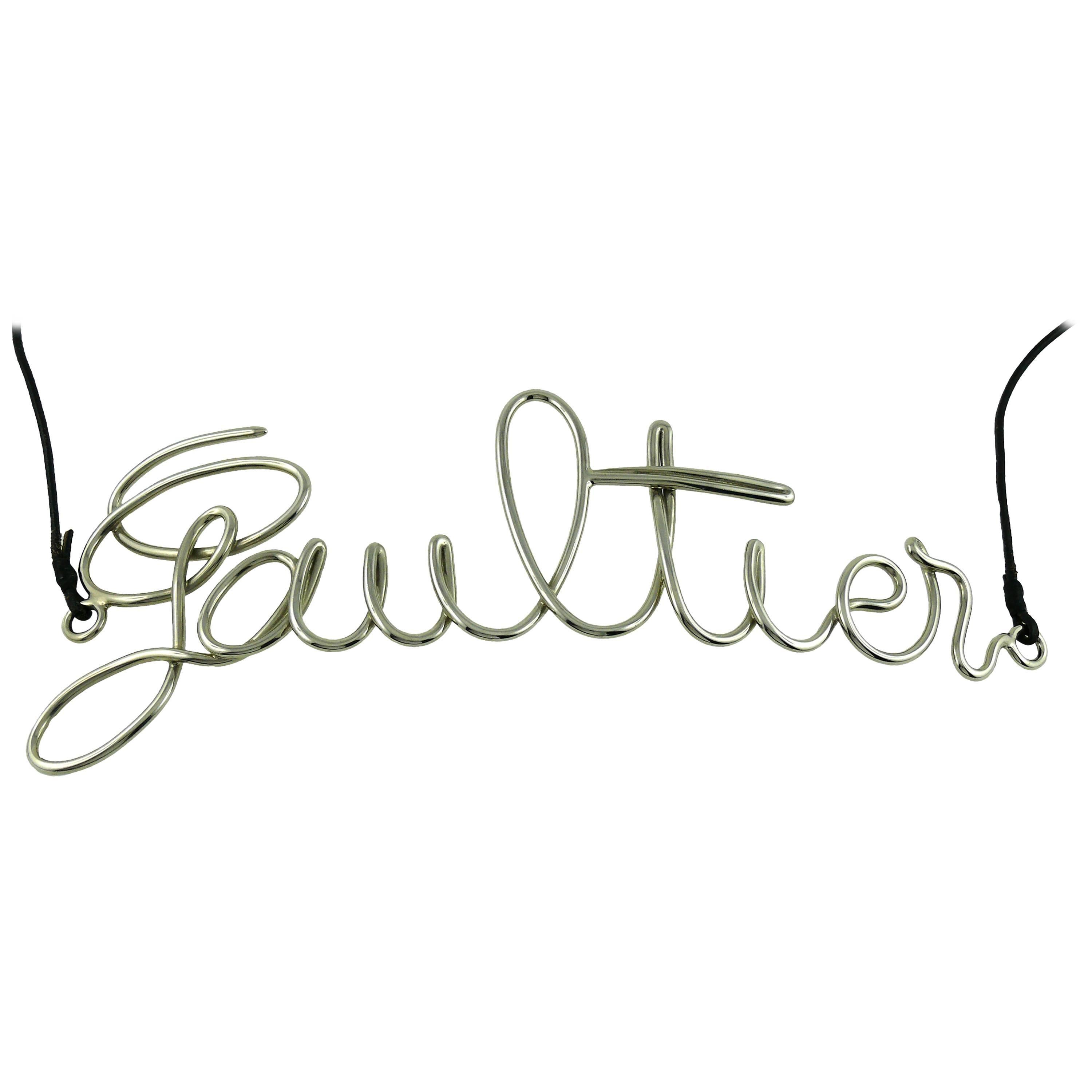 Jean Paul Gaultier Cursive Large Logo Metal Chrome Belt